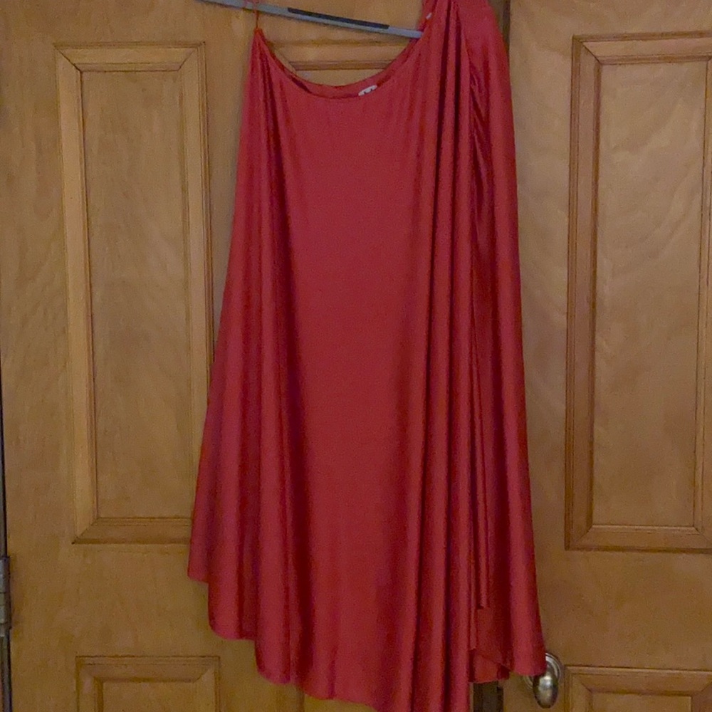Pink Halston one shoulder dress sz M